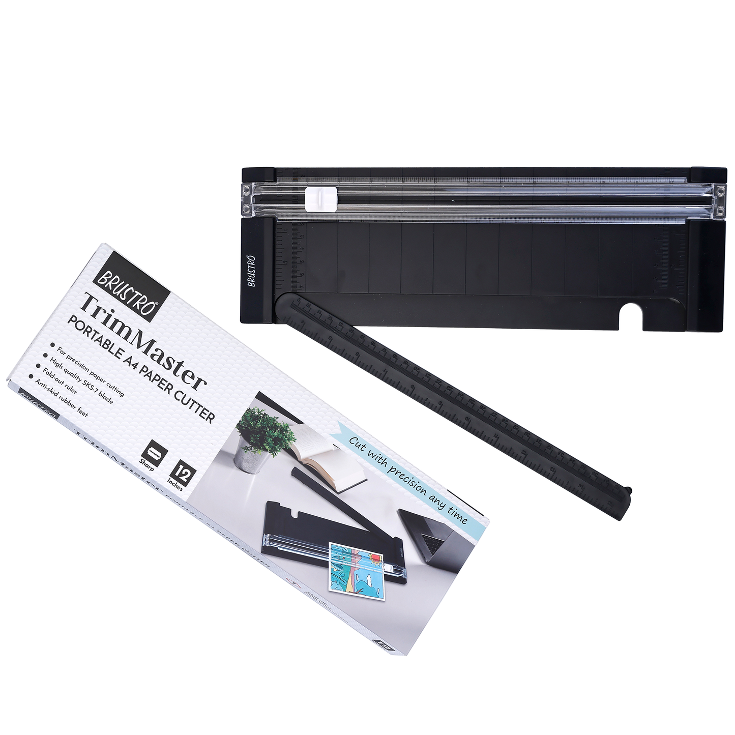 Brustro Trim Master Portable A4 Paper Cutter | 12 Inches, SKS-7 Blade | Precision Cutting Tool, Ideal for Craft,Coupon,Label,Card Making,Paper Trimmer,School,Office,Photo Studio,Professional Use.