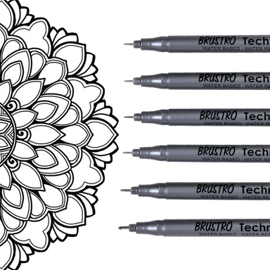 BRUSTRO Technical Pen Black Set of 6/Shop now – BrustroShop