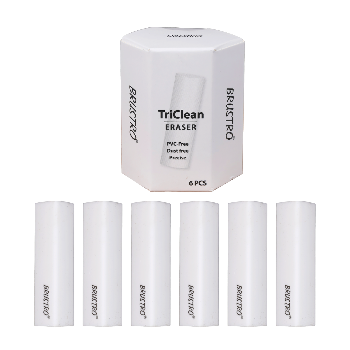 Brustro TriClean Triangle Eraser, Pack of 1 (Total 6 Erasers) , Dust & PVC Free, TPE Material | Ideal for Sketching, Drawing, Graphite and Charcoal, Artists, Students, Hobbyists