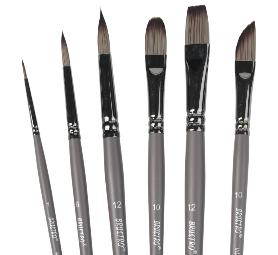 BRUSTRO Artist Metallic Watercolour Half Pans Set of 14 with Brustro VelveTouch Artist Brush Set of 6