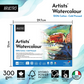 BRUSTRO Professional Artists Watercolor 48 Half Pan Set With 100% Cotton Watercolour Paper Pad, Cold Pressed, 300 GSM 12 Sheets, A4 (8.3x11.7 inches)