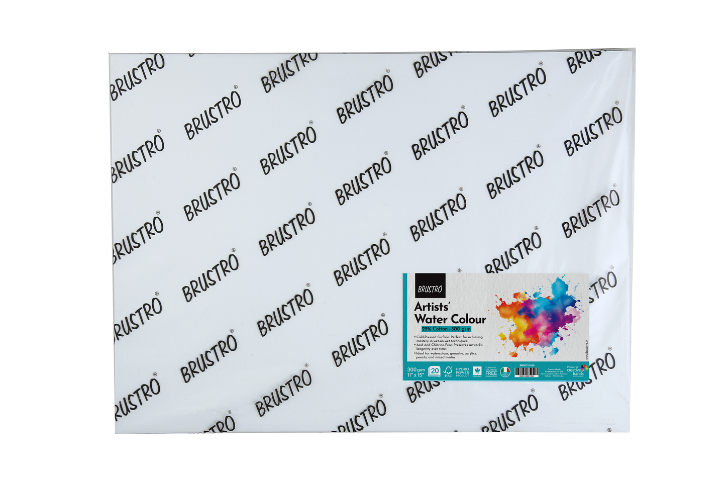 Brustro Artists Watercolour Paper, 25% Cotton, 300 GSM, Cold Pressed, Size - 11" x 15" (Inches), Pack of 20 Sheets