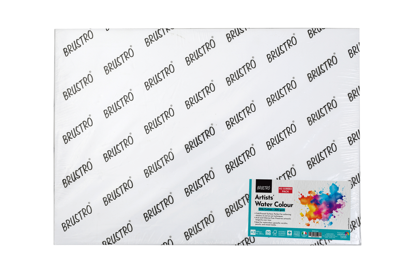 Brustro Artists' WC 25% Cotton 300gsm Cold Pressed jumbo - A3 (50 Sheets)