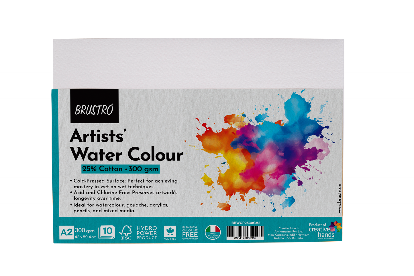 Brustro Artists’ Watercolour paper 25% cotton CP 300 Gsm A2 (10 Sheets)