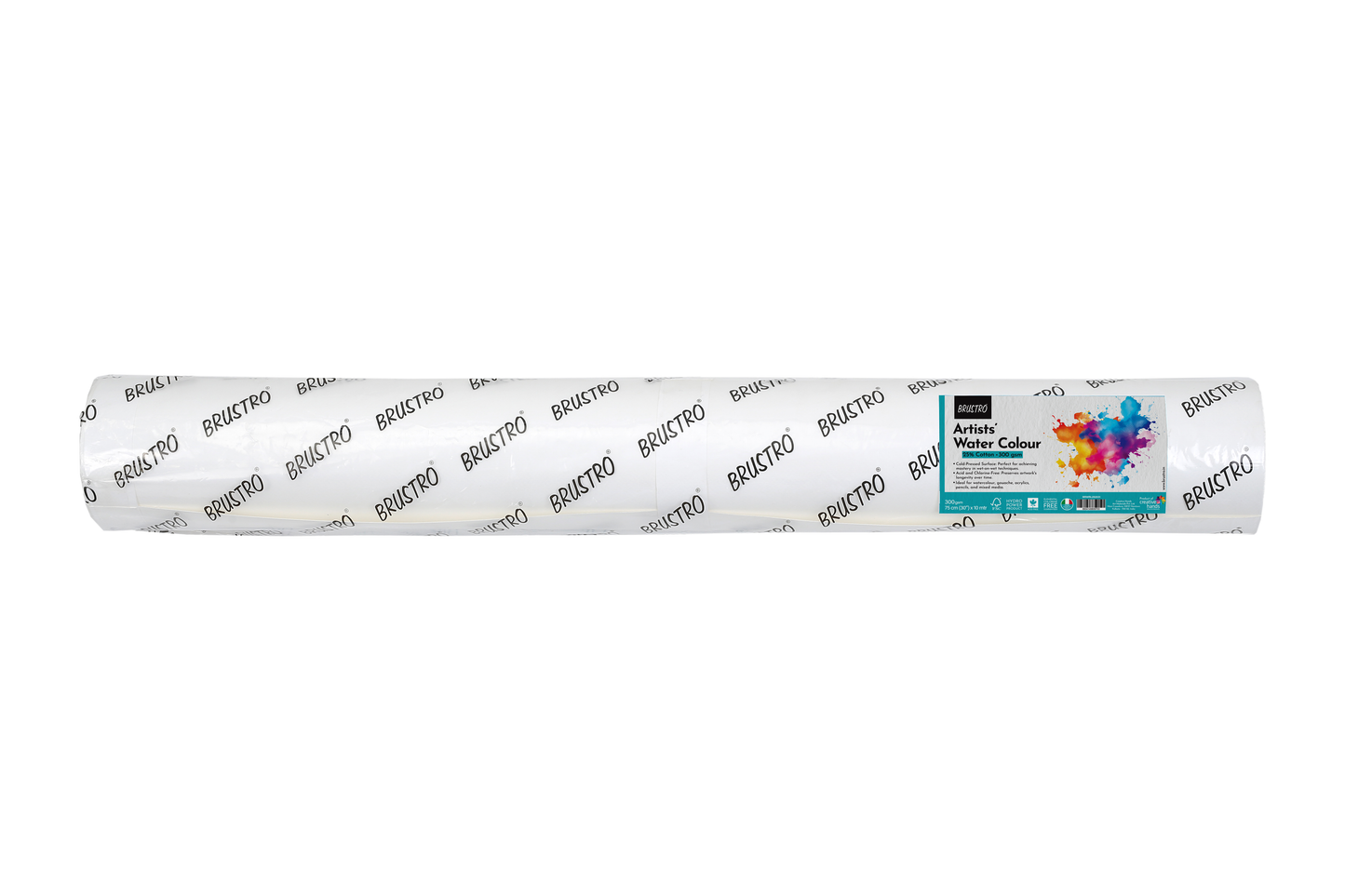 Brustro Artists' Watercolour 25% Cotton Paper Roll 300 gsm Cold Pressed Size 75 cm(30") x 10 mtr