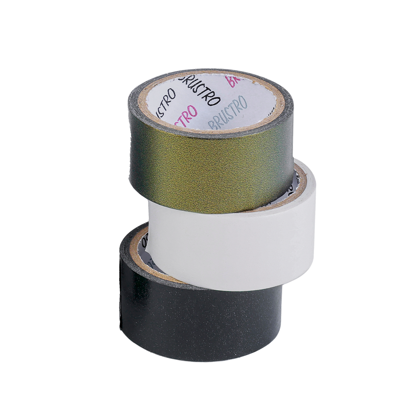 BRUSTRO Washi Masking Tapes Basics Shade - Pearl White, Pearl Black & Antique Gold, 20 mm x 4 meters (Set of 3)