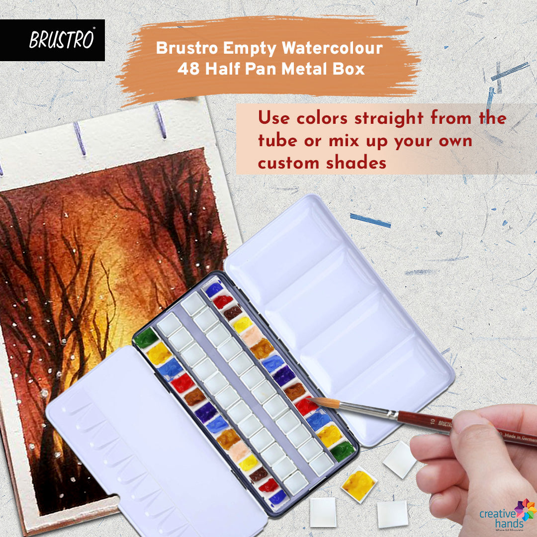 Brustro Empty Watercolour 48 Half Pan Metal Box (Pans Included)/Buy now ! –  BrustroShop