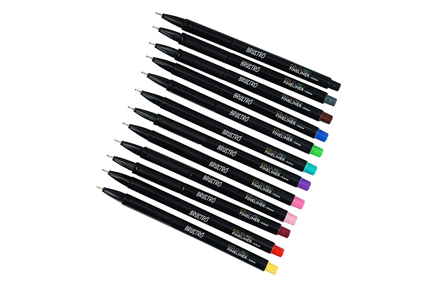 BRUSTRO Coloured Fineliner set of 12, 0.4mm. Ideal For writing, drawing, doodles, mandala etc.