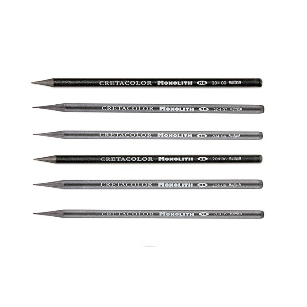 CRETACOLOR Woodless Graphite Monolith Assorted Box of 12 (2 Each of Gr ...