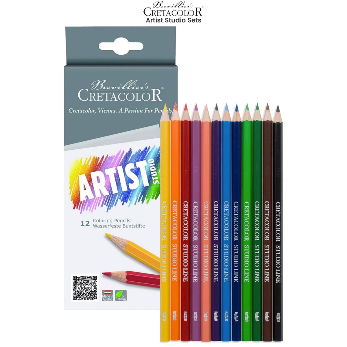 BRUSTRO Artists' Sketch Book Wiro Bound, Size A5 (5.8x8.3 in), 160 GSM, 116 Pages With Cretacolor Artist Studio Colouring Pencils, Set of 12 , Assorted Bright Colours|Ideal for Sketching,Drawing
