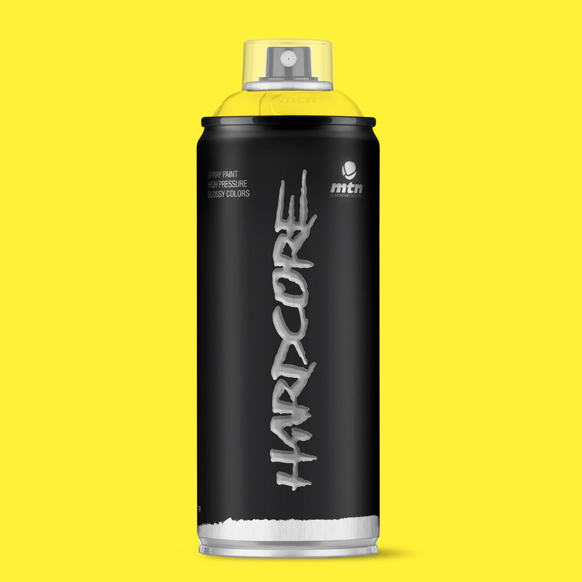 MTN Hardcore High Pressure Spray Paints |DIY, Quick Drying with gloss finish for most surfaces like Porous, Non-porous, Metal, Wood, and Walls - 400ml Party Yellow