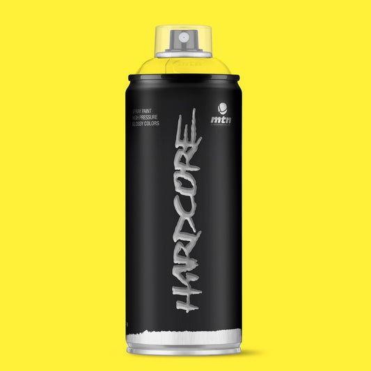 MTN Hardcore High Pressure Spray Paints |DIY, Quick Drying with gloss finish for most surfaces like Porous, Non-porous, Metal, Wood, and Walls - 400ml Party Yellow
