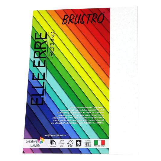 Fabriano Elle Erre A4, 220 GSM (9 Sheets)Bianco(Bright White)Ideal for schools,graphic designers,poster artists with pastel,charcoal,calligraphy,pen