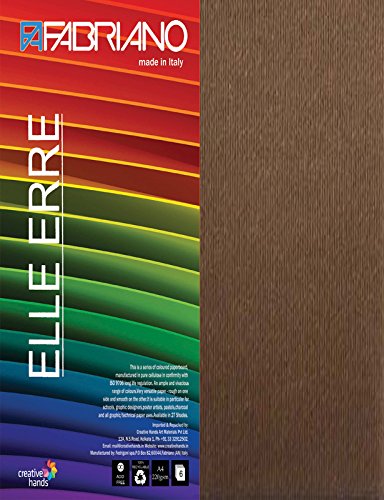 Fabriano Elle Erre A4, 220 GSM (9 Sheets)Terra Bruciata(Burnt Brown)Ideal for schools,graphic designers,poster artists with pastel,charcoal,calligraphy,pen