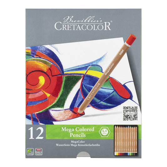 Cretacolor Mega Graphite Pencil - Set of 12 (9B) | Ideal for Drawing, Sketching, Mandala, Shading, Portrait, Pencils for Artists, Fine Art Students.