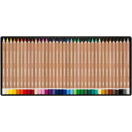 CRETACOLOR 36 Mega Color Pencils (Tin Box)| Multicolor | Ideal for Drawing, Sketching, Mandala, Shading, Portrait, Pencils for Artists, Fine Art Students.