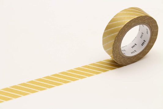 mt Washi Japanese Masking Tape Stripe, 15 mm x 10 mtrs Shade - GOLD, (Pack of 1)