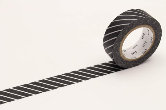 mt Washi Japanese Masking Tape Stripe, 15 mm x 10 mtrs Shade - Black, (Pack of 1)