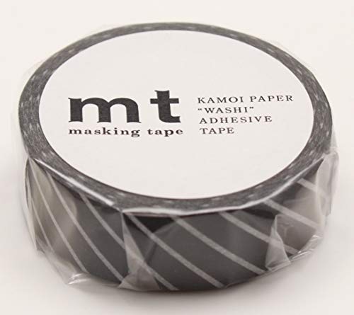 mt Washi Japanese Masking Tape Stripe, 15 mm x 10 mtrs Shade - Black, (Pack of 1)