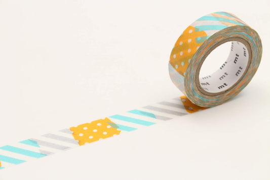 mt Washi Japanese Masking Tape Printed Designs , 15 mm x 10 mtrs Shade - Tsugihagi H, ( Pack Of 1 )