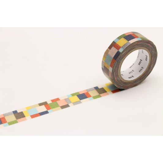 mt Washi Japanese Masking Tape Printed Designs , 15 mm x 10 mtrs Shade - Mosaic Greyish, ( Pack Of 1 )