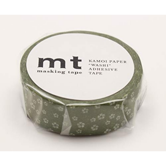 mt Washi Japanese Masking Tape Printed Designs , 15 mm x 10 mtrs Shade - Nejiri Ume Uguisu, ( Pack Of 1 )