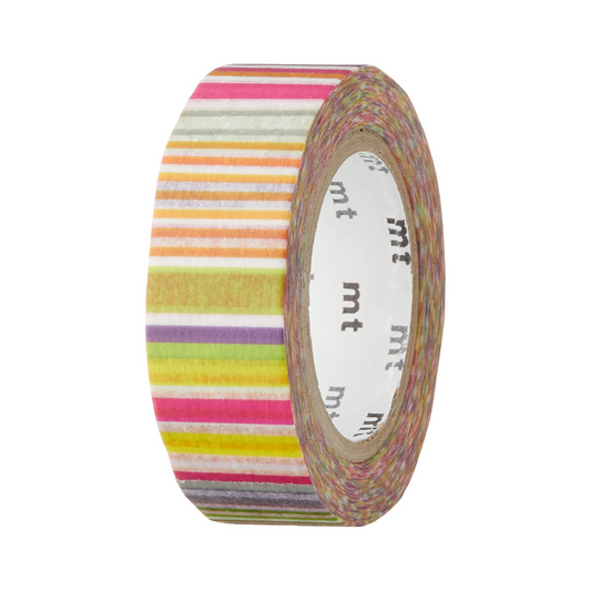 mt Washi Japanese Masking Tape Printed Designs , 15 mm x 10 mtrs Shade - Multi Border Vivid, ( Pack Of 1 )