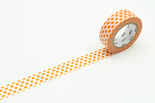 mt Washi Japanese Masking Tape Polka Dots , 15 mm x 10 mtrs Shade - Mandarin, ( Pack Of 1 )