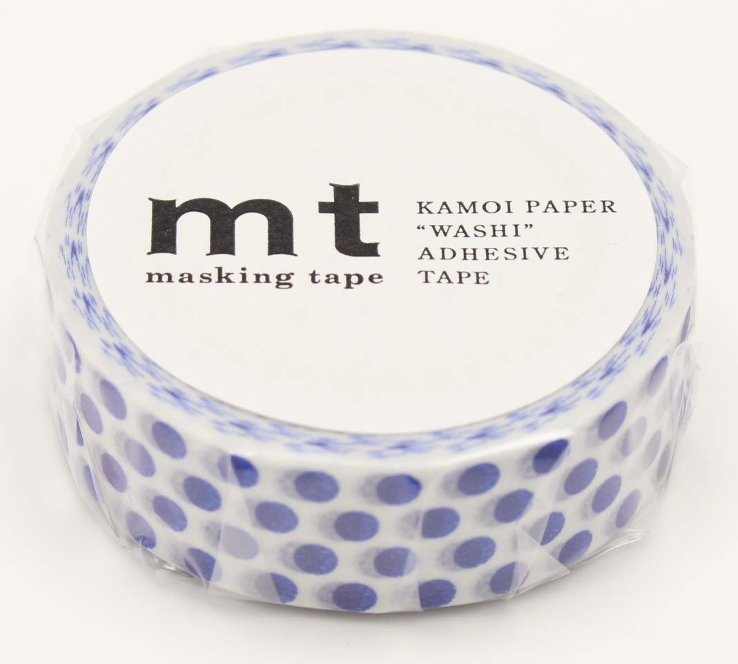 mt Washi Japanese Masking Tape Polka Dots , 15 mm x 10 mtrs Shade - Night Blue, ( Pack Of 1 )