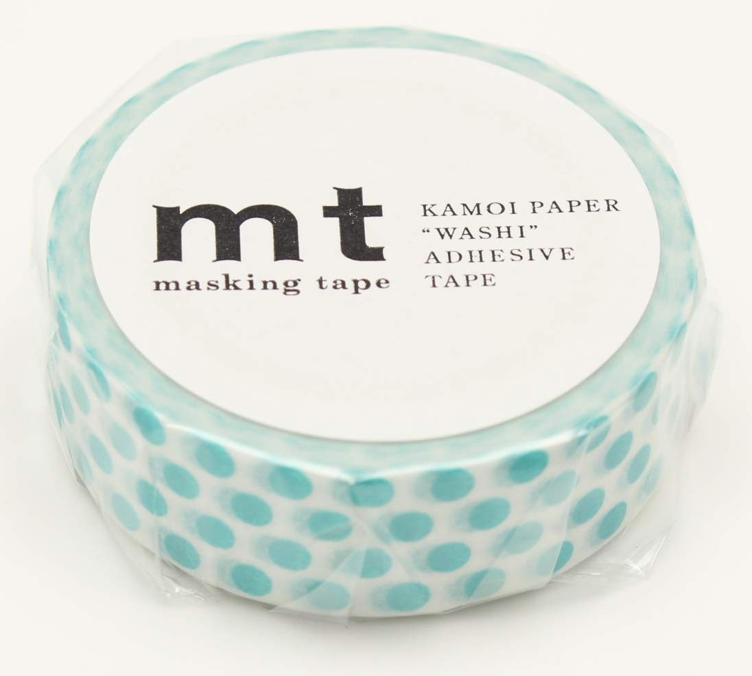 mt Washi Japanese Masking Tape Polka Dots , 15 mm x 10 mtrs Shade - Soda, ( Pack Of 1 )