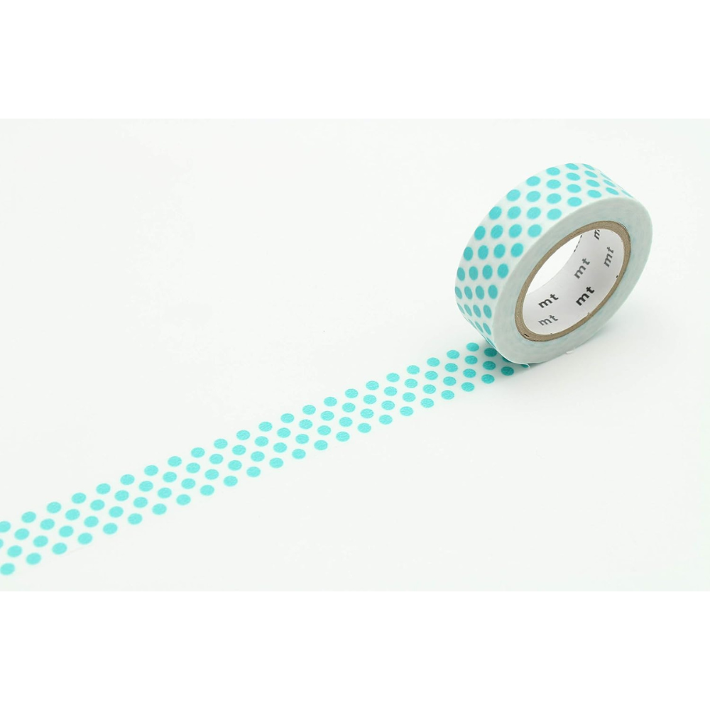 mt Washi Japanese Masking Tape Polka Dots , 15 mm x 10 mtrs Shade - Soda, ( Pack Of 1 )