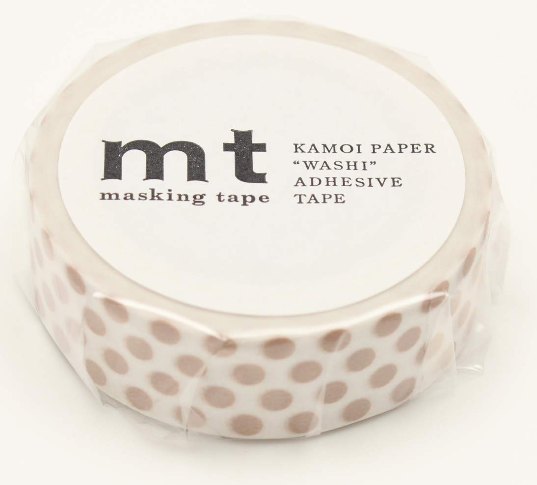 mt Washi Japanese Masking Tape Polka Dots , 15 mm x 10 mtrs Shade - Milk Tea, ( Pack Of 1 )