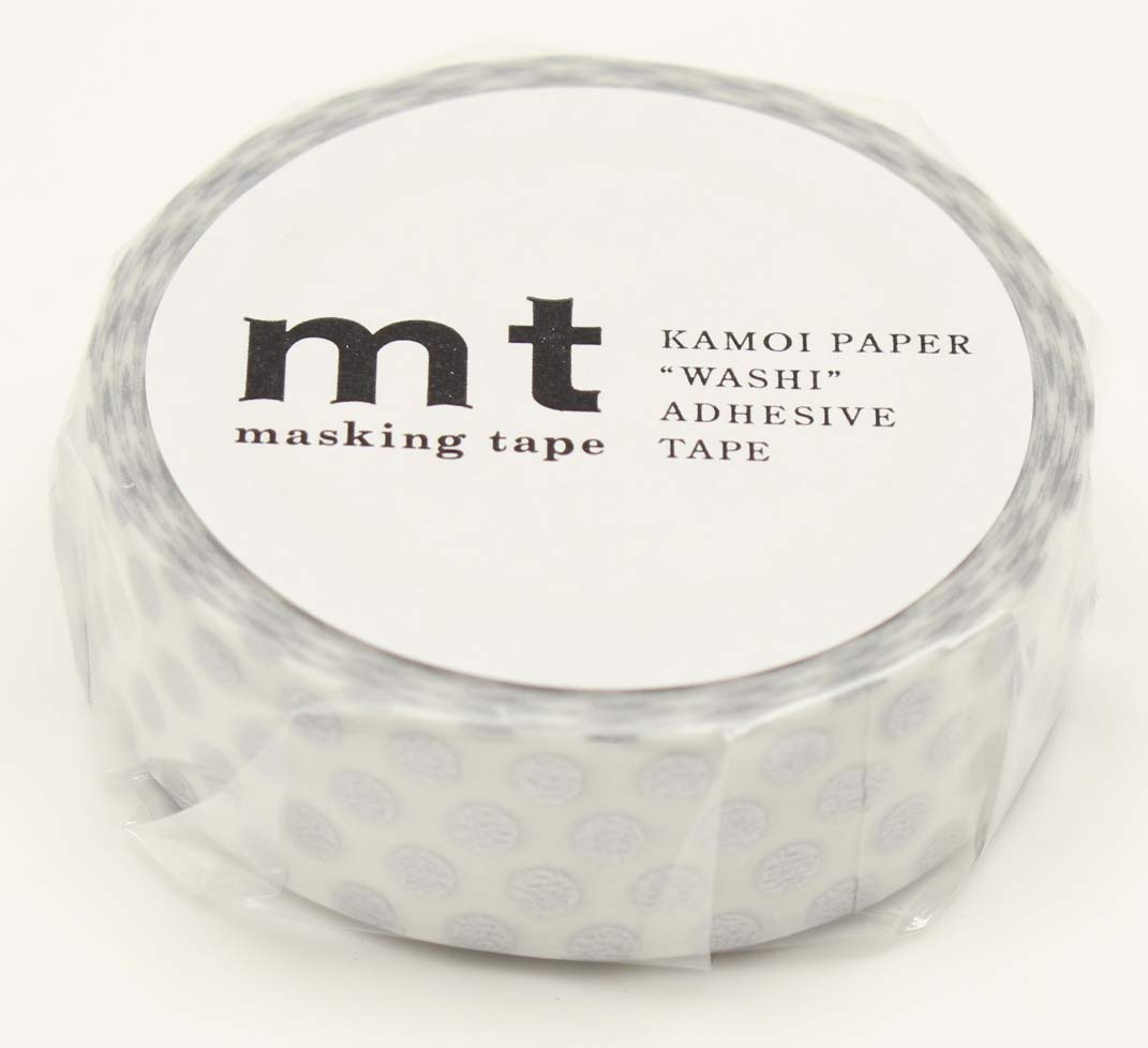 mt Washi Japanese Masking Tape Polka Dots , 15 mm x 10 mtrs Shade - Silver, ( Pack Of 1 )