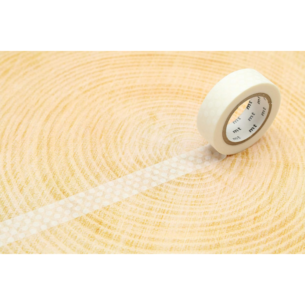 mt Washi Japanese Masking Tape Polka Dots , 15 mm x 10 mtrs Shade - White, ( Pack Of 1 )