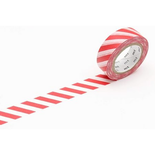 mt Washi Japanese Masking Tape Stripe , 15 mm x 10 mtrs Shade - Red, ( Pack Of 1 )