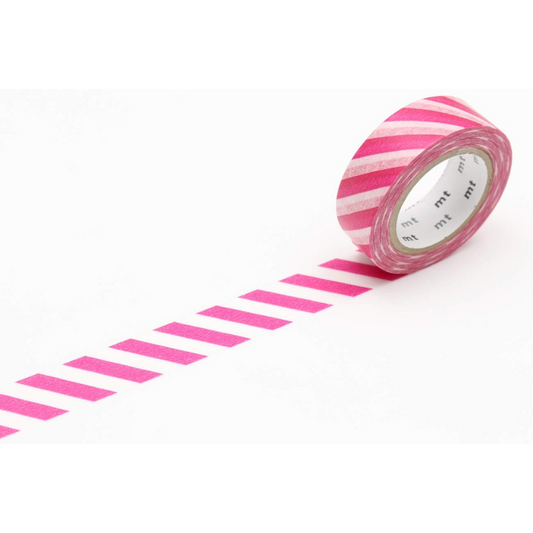 mt Washi Japanese Masking Tape Stripe , 15 mm x 10 mtrs Shade - Magenta, ( Pack Of 1 )