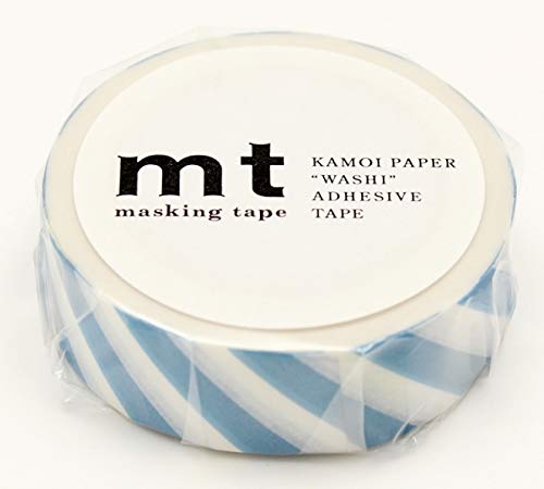 mt Washi Japanese Masking Tape Stripe , 15 mm x 10 mtrs Shade - Greyish Sky, ( Pack Of 1 )