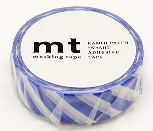 mt Washi Japanese  Masking Tape Stripe, 15 mm x 10 mtrs Shade - Blue, (Pack of 1)