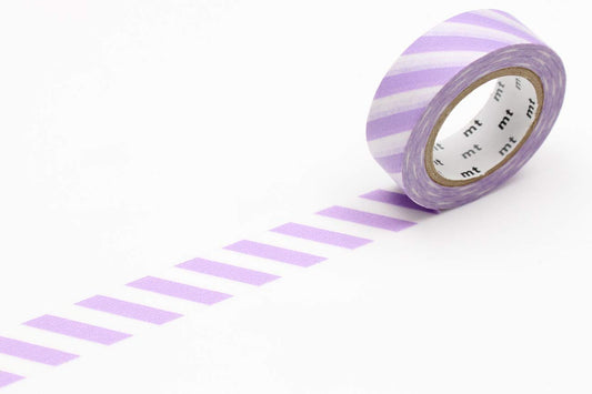 mt Washi Japanese Masking Tape Stripe , 15 mm x 10 mtrs Shade - Lilac , ( Pack Of 1 )