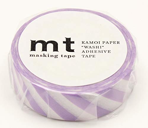 mt Washi Japanese Masking Tape Stripe , 15 mm x 10 mtrs Shade - Lilac , ( Pack Of 1 )