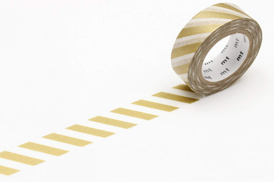 mt Washi Japanese Masking Tape Stripe , 15 mm x 10 mtrs Shade - Gold 2 , ( Pack Of 1 )