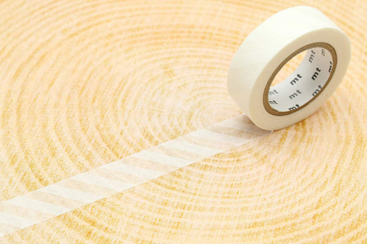 mt Washi Japanese Masking Tape Stripe , 15 mm x 10 mtrs Shade - White, ( Pack Of 1 )