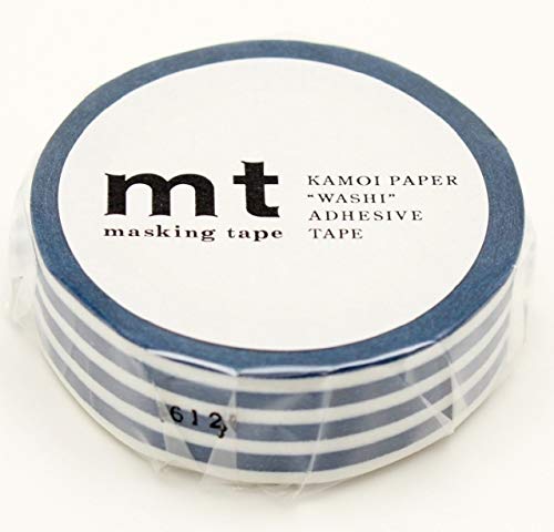 mt Washi Japanese Masking Tape Borders , 15 mm x 10 mtrs Shade - Indigo, ( Pack Of 1 )