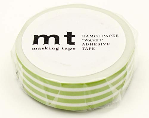 mt Washi Japanese Masking Tape Borders , 15 mm x 10 mtrs Shade - Kiwi, ( Pack Of 1 )