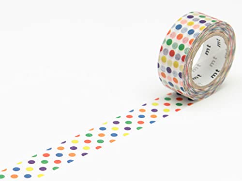 mt Washi Japanese Masking Tape Kids Series,  Shade -Colorful Dot ,15 mm x 7 mtrs (Pack of 1)