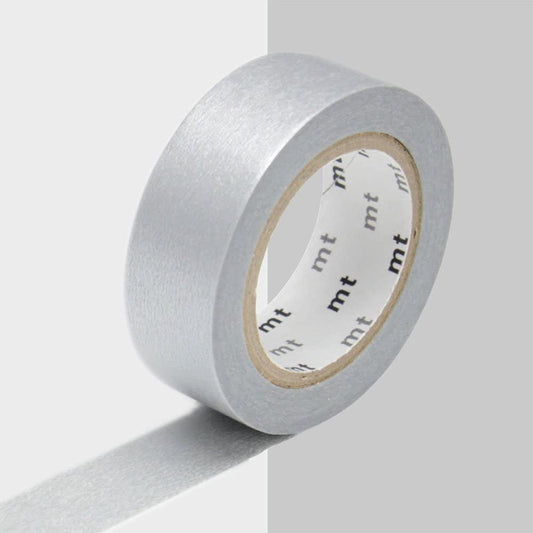 mt Washi Japanese Masking Tape Solid Colour , Shade - Silver, 15 mm x 10 mtrs ( Pack Of 1 )