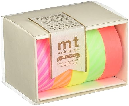 mt Washi Japanese Masking Tape Gift Box, 15 mm x 5 mtrs Shade - NEON2 (Pack of 5)