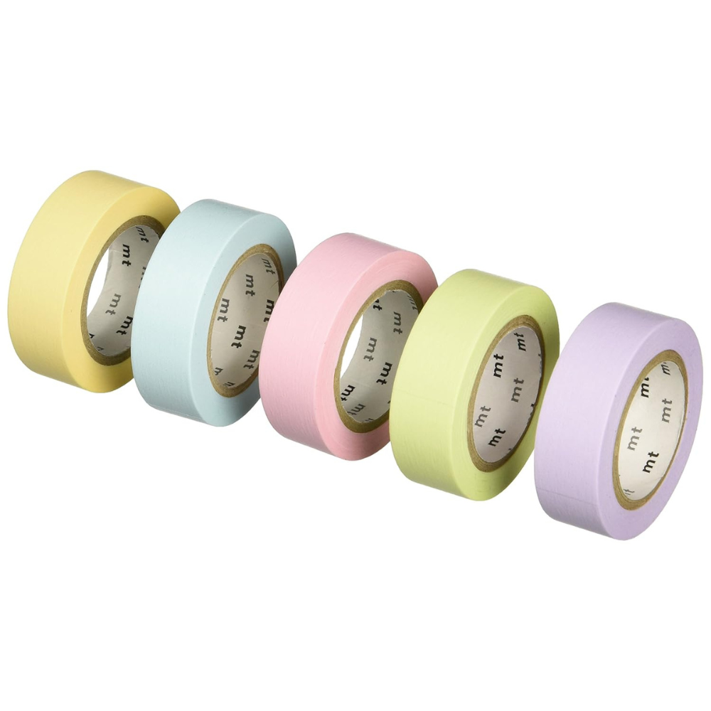 mt Washi Masking Tape Gift Box, 15 mm x 10 mtrs Shade - Pastel II, (Set of 5)