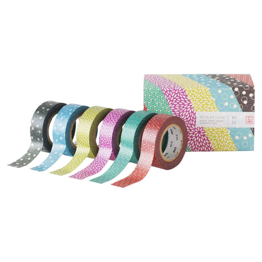 mt Washi Japanese Masking Tape,Shade - Wamon (Series 4),15mm x 10 mtrs Pack of 6