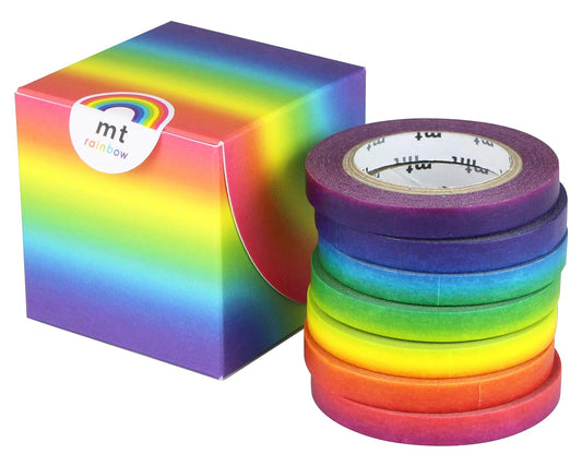 mt Washi Japanese-Masking Tape , 6 mm x 10 mtrs Shade - Rainbow, ( Pack Of 7 )